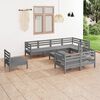 vidaXL 9 Piece Patio Lounge Set Solid Pinewood Gray