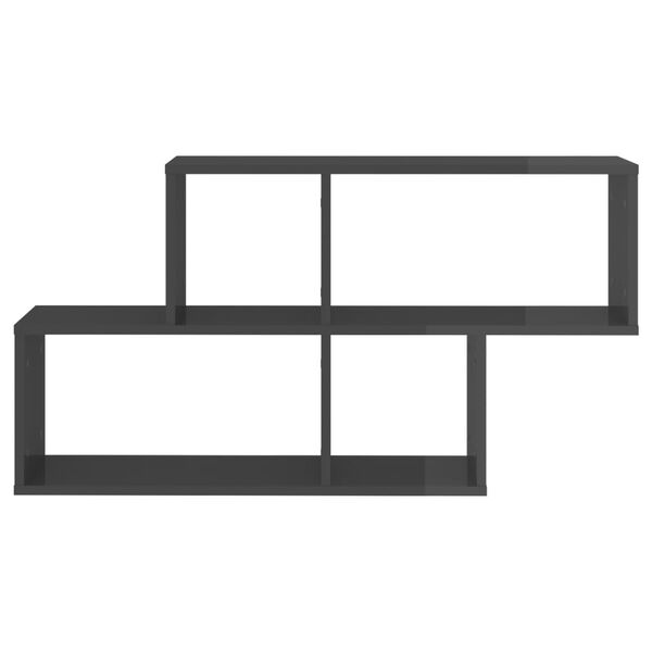 vidaXL Wall Shelf High gloss grey Engineered wood 39.4 x 7.1 x 20.9 in
