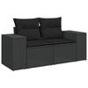 vidaXL Garden Sofa Set Black PE Rattan, Powder-Coated Steel, Tempered Glass