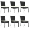 vidaXL Dining Set Black Poly rattan, powder-coated steel, glass Medium