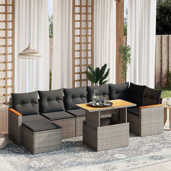vidaXL Garden Sofa Set Grey and Dark grey