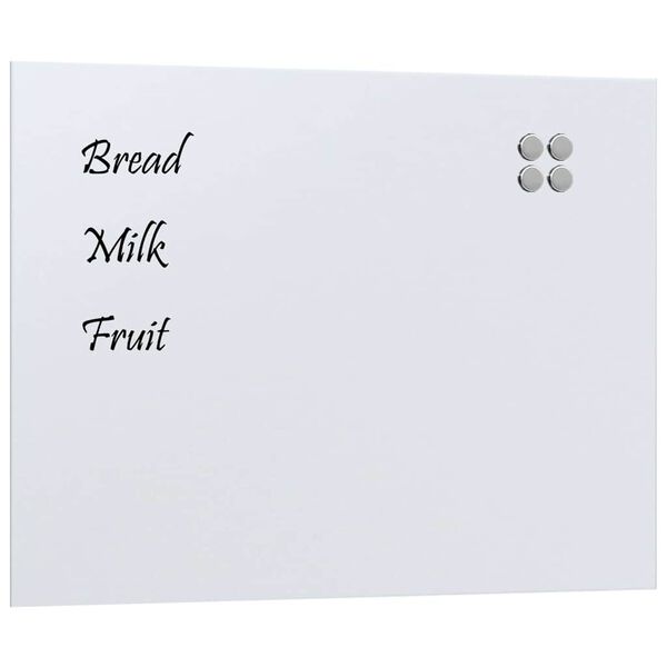 vidaXL Wall-mounted Magnetic Board White 31.5"x23.6" Tempered Glass