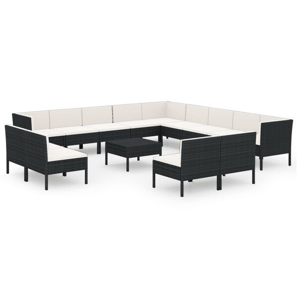 vidaXL Garden Lounge Set Black and Cream White