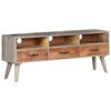 vidaXL TV Stand Grey and honey brown Solid rough mango wood