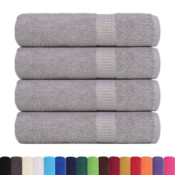 vidaXL Shower Towel Set of 4 Grey 100% Cotton 27.6 x 55.1 in