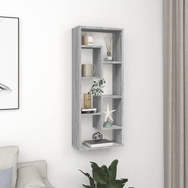 vidaXL Wall Shelf Grey Sonoma Engineered Wood Medium Wall Shelf
