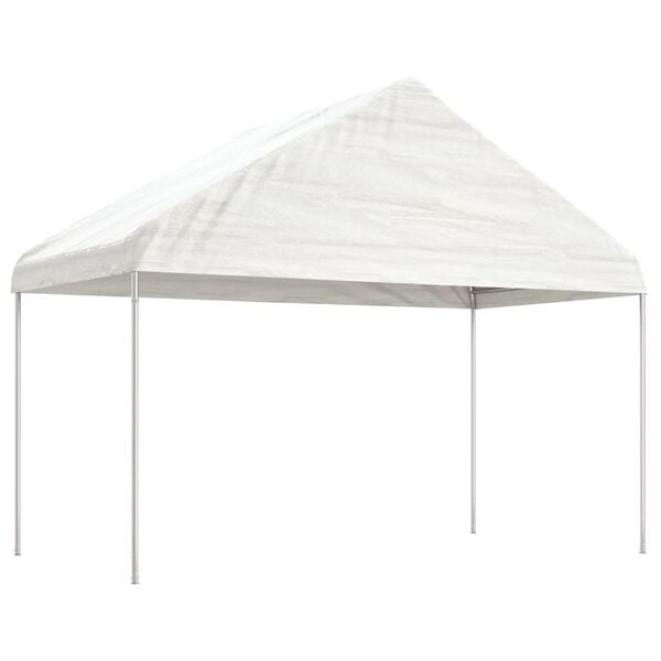 vidaXL Gazebo With Roof White Polyethylene, Steel Large Modular