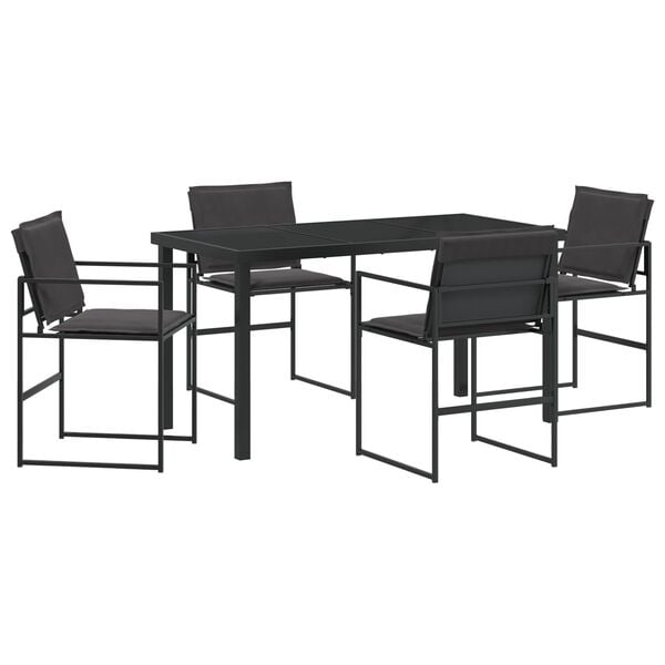 vidaXL Garden Dining Set Folding 5 pcs Black Textilene and steel