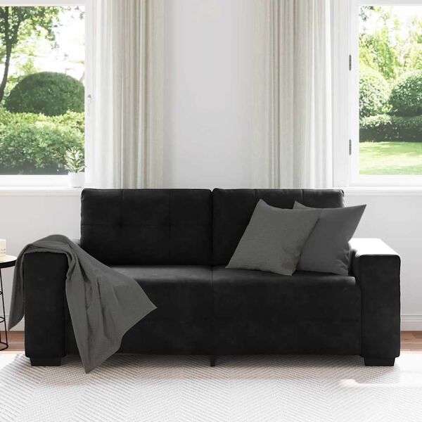 vidaXL Loveseat Sofa Black Velvet 55.1 in seat width Loveseat Sofa