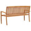 vidaXL Garden Bench Natural Teak Teak Wood, Polyester 3-seater Stackable