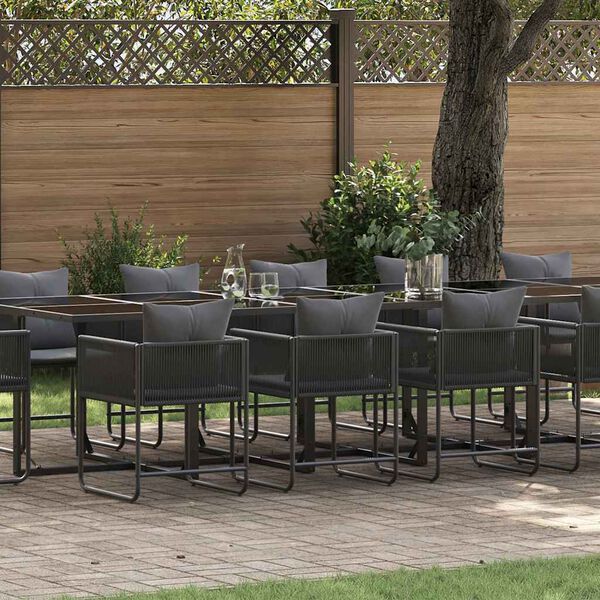 vidaXL Garden Dining Set 13 pcs Black Steel