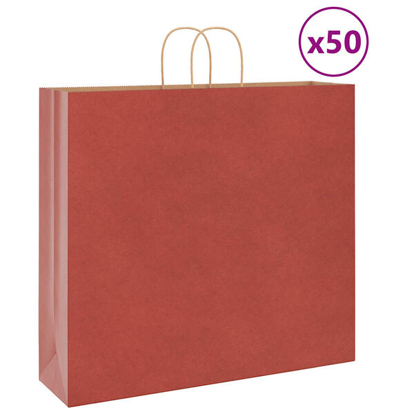 vidaXL Paper Bags 50 pcs with Handles Red 54x15x49 cm