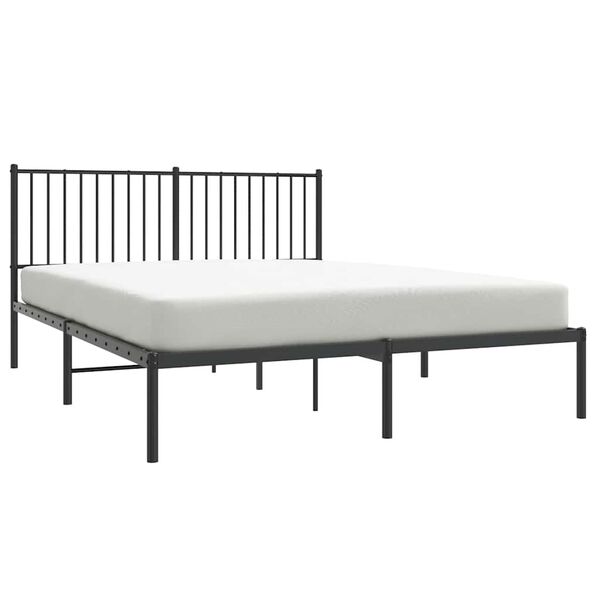 vidaXL Bed Frame Black Powder-Coated Steel Double Bed Frame