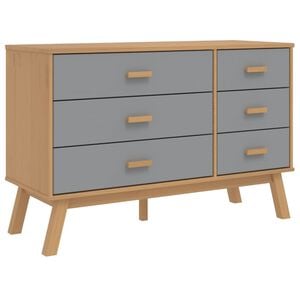 vidaXL Drawer Cabinet Grey and Brown Solid Pine Wood, Engineered Wood
