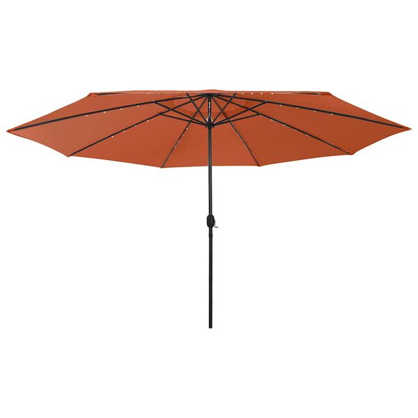 vidaXL Garden Parasol with LED Lights and Metal Pole 157.5" Terracotta