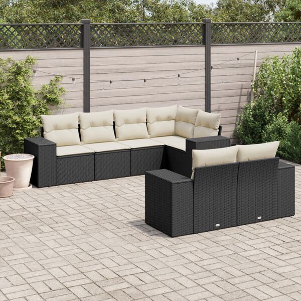 vidaXL Garden Sofa Set Black, Cream White