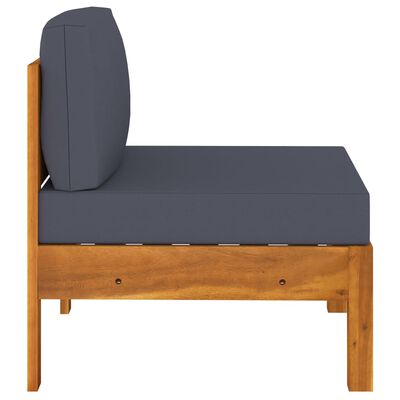 vidaXL Middle Sofas 2 pcs with Dark Gray Cushions Solid Acacia Wood