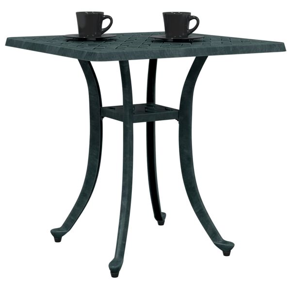 vidaXL Garden Table Green Cast Aluminum 20.9 in Decorative Inlays