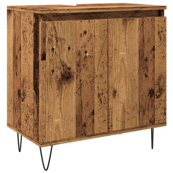 vidaXL Bathroom Cabinet Old wood Engineered wood, Iron Medium