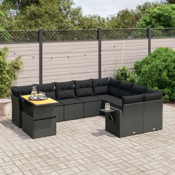 vidaXL Garden Sofa Set Black