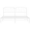 vidaXL Bed Frame White Powder-Coated Steel Queen Modern Bed Frame