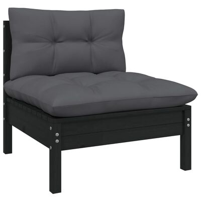 vidaXL 11 Piece Patio Lounge Set with Cushions Black Pinewood