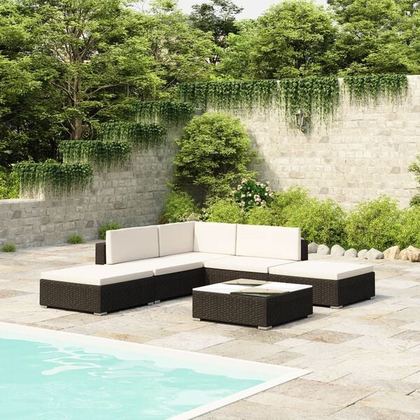 vidaXL Patio Furniture Black Poly Rattan Large Removable Covers