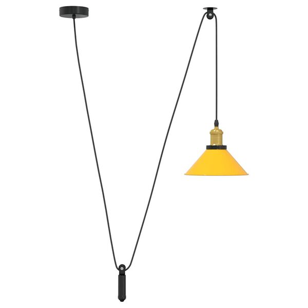 vidaXL Pendant Lamp Gloss Yellow Metal Medium Height-Adjustable