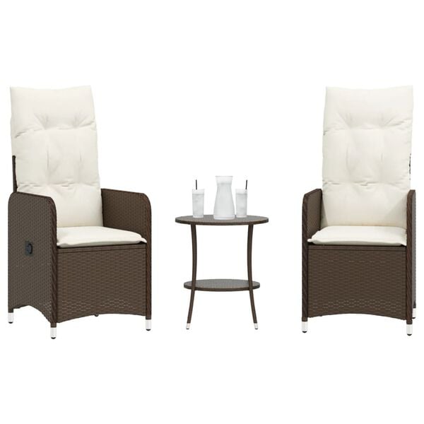 vidaXL Reclining Garden Chair Set of 2 Brown