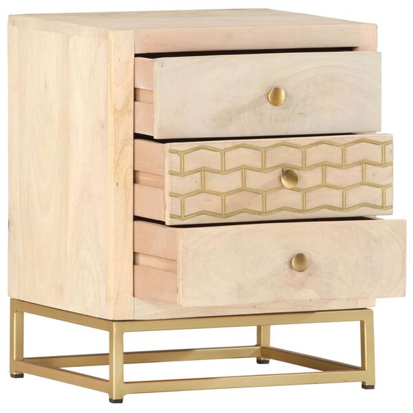 vidaXL Bedside Cabinet Natural and gold