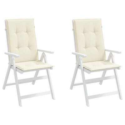 vidaXL Garden Highback Chair Cushions 2 pcs Cream 47.2"x19.7"x1.2" Fabric
