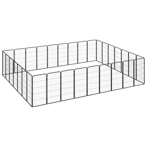 vidaXL Dog Playpen Black Powder-coated steel Large