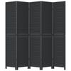 vidaXL Room Divider 5 Panels Black Solid Wood Paulownia