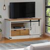 vidaXL TV Cabinet White Solid pine wood, metal 43.3 in x 15.7 in x 23.6 in