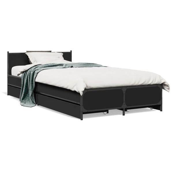 vidaXL Bed Frame Black Engineered wood, steel Small Single Bed Frame