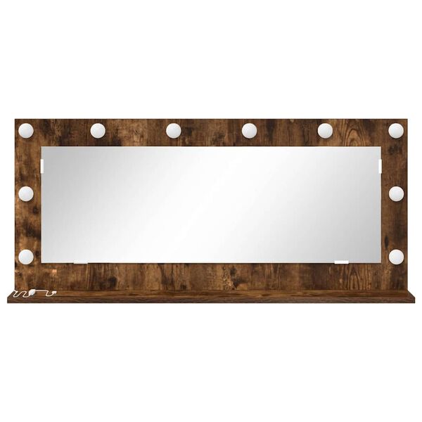 vidaXL Vanity Mirror with Mirror Smoked Oak 39.37 x 17.72 x 7.09 in