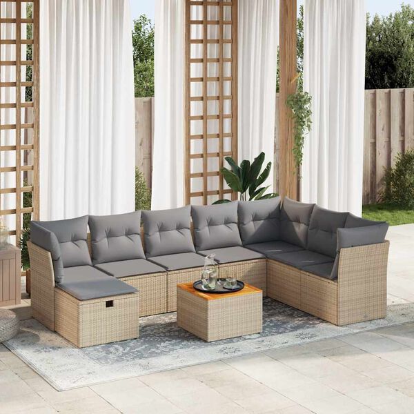 vidaXL Garden Sofa Set Beige PE rattan Large Modular Garden Sofa Set