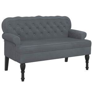 vidaXL Bench Dark Grey Velvet, Plywood, Rubber Wood Medium