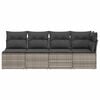 vidaXL Garden Sofa Grey PE rattan, powder-coated steel, polyester 4-seater