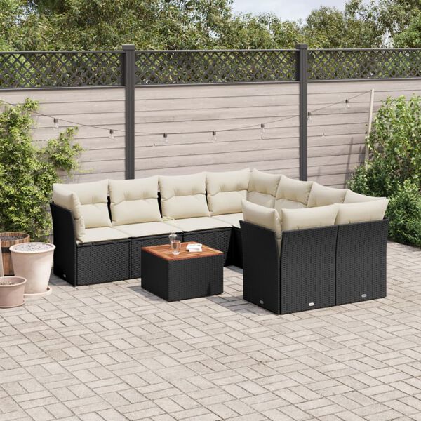 vidaXL Garden Sofa Set Black, Cream White