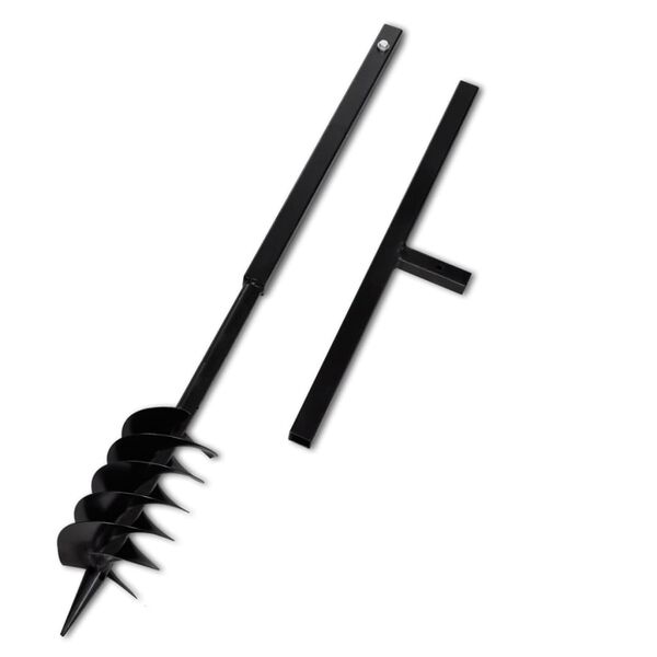 vidaXL Ground Drill Handle Auger Bit 4.72" Black Double Spirals Steel