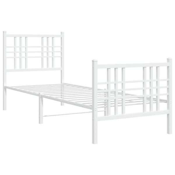 vidaXL Bed Frame White Steel Small Single Bed Frame Rectangular