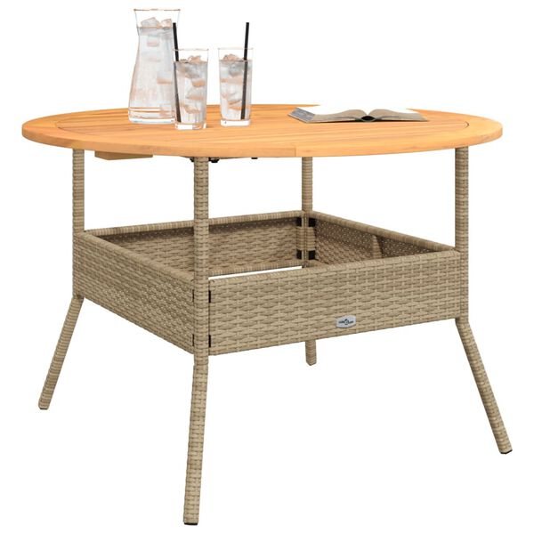 vidaXL Garden Table Beige Poly Rattan Ø43.3 x 28.0 in Durable