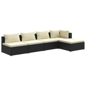 vidaXL Garden Lounge Set Black and Cream