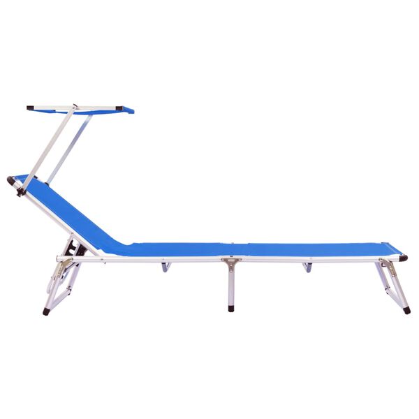 vidaXL Sun Lounger Blue Aluminum, Textilene Standard Foldable