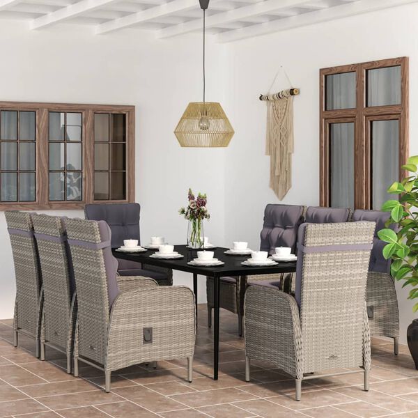 vidaXL Garden Dining Set Grey and Black