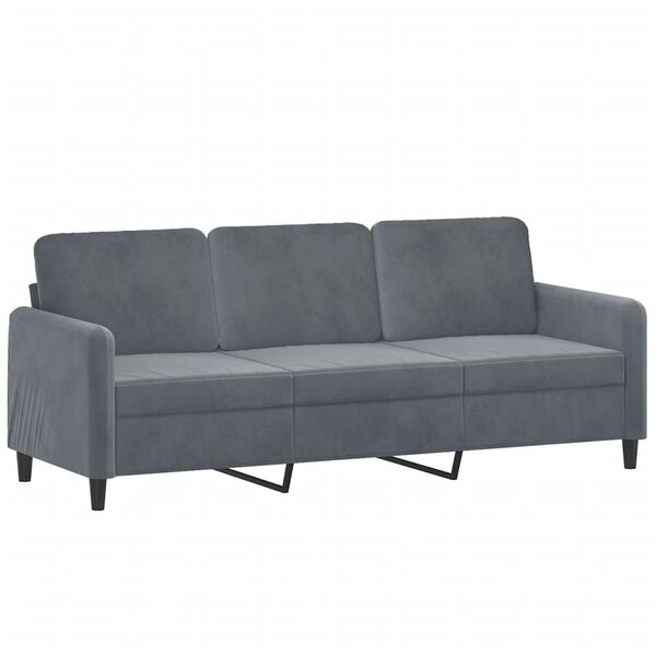 vidaXL 3-seater Sofa With Footstool Dark Gray Velvet 3-Seater