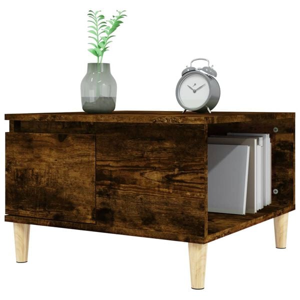 vidaXL Coffee Table Smoked Oak Engineered wood, Solid eucalyptus wood