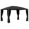 vidaXL Gazebo with Curtains 157.5"x118.1"x104.3" Anthracite