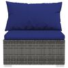 vidaXL Garden Lounge Set Grey, Dark Blue PE Rattan, Powder-Coated Steel